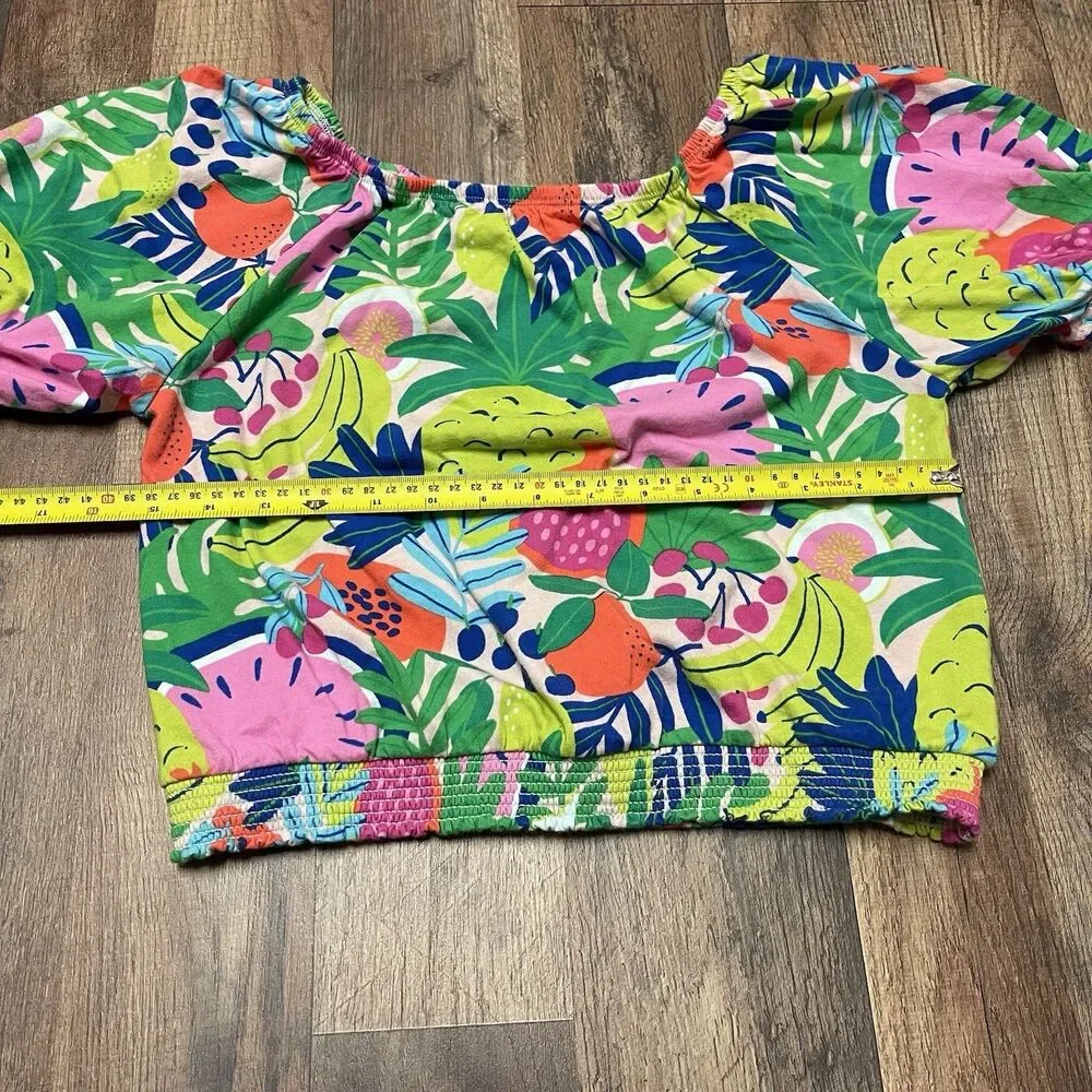 Mini Boden Two Piece Skirt Set Size 13-14 Y Multi Tropical Fruit 100% Cotton EUC